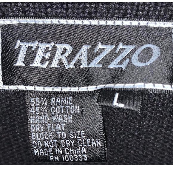 TERAZZO Black & White Embroidered Tigers Cardigan Long Sleeve Sweater Size Large - Picture 3 of 3